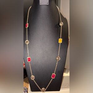 LOFT Gold Necklace with Vibrant Red and Yellow Accents